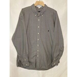 Polo Ralph Lauren Oxford Shirt Mens 2XLT Tall White Black Gingham Long Sleeve